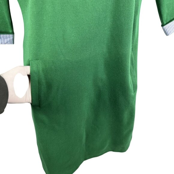 Talbots Womens M Green Stripe Collared Polo Pique Dress Pockets Academia Preppy - Picture 4 of 16